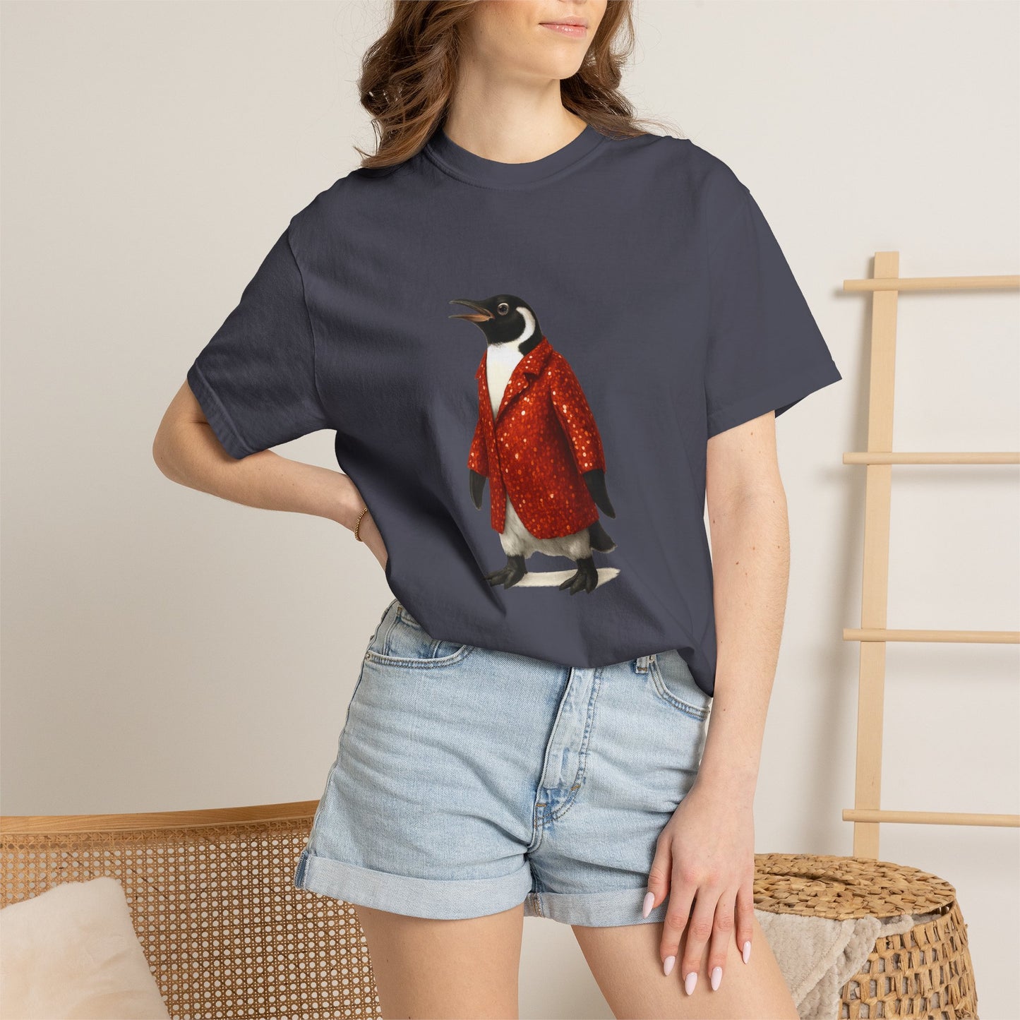 Penguin in Sequins RHYMES THYME CC T-Shirt