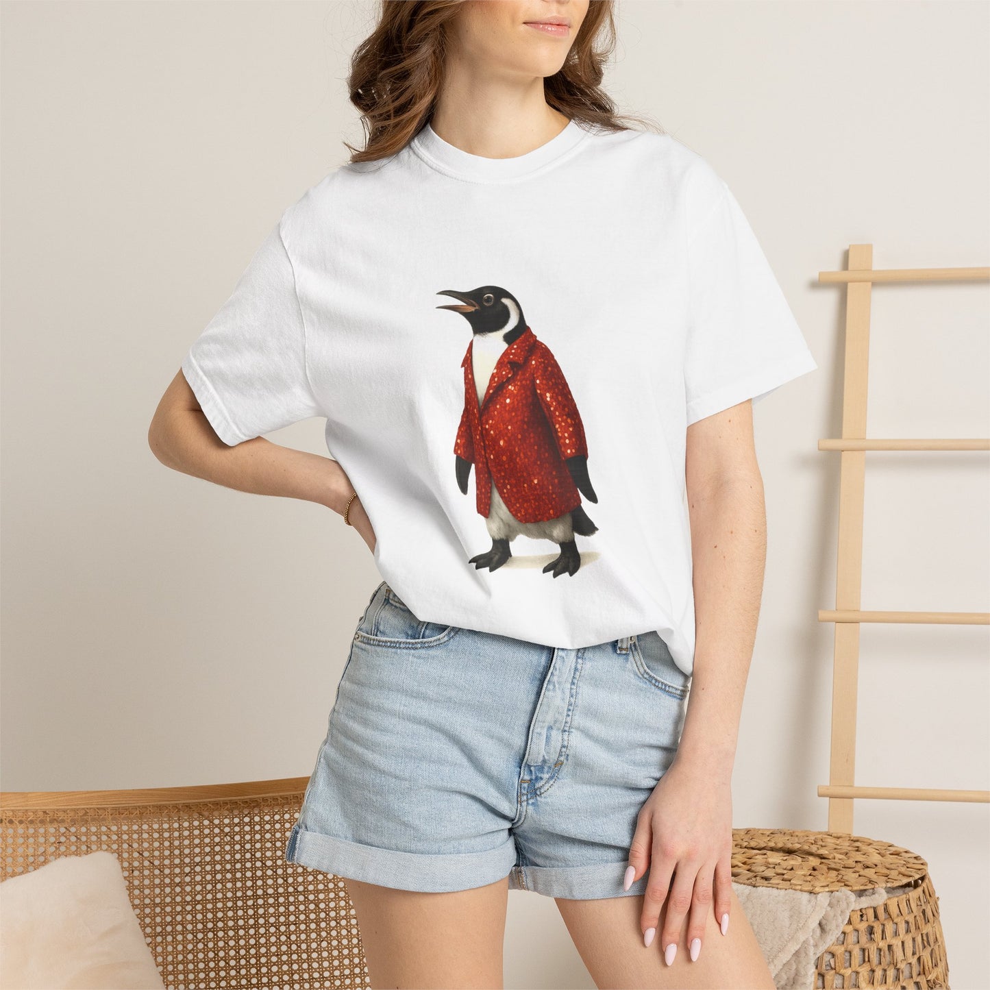 Penguin in Sequins RHYMES THYME CC T-Shirt