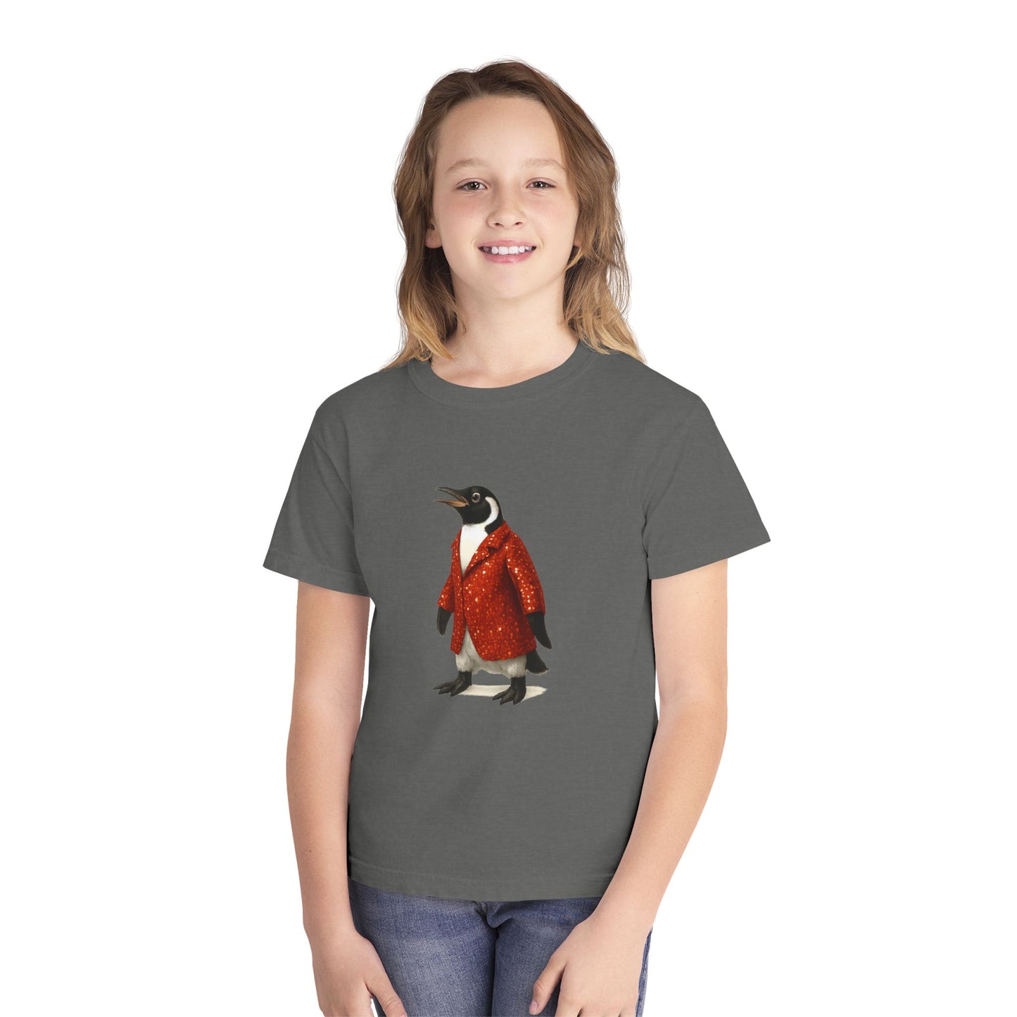 Penguin in Sequins RHYMES THYME CC Youth T-Shirt