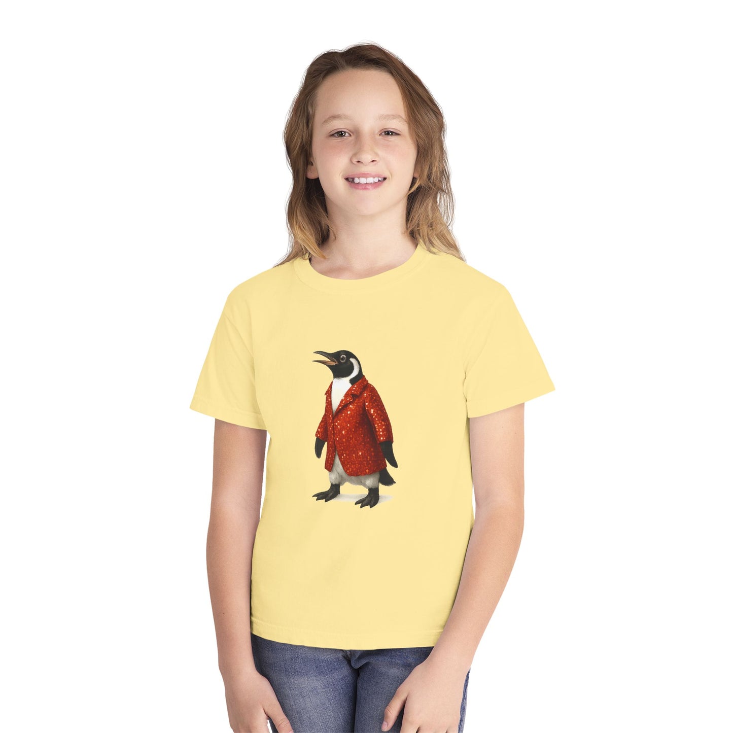 Penguin in Sequins RHYMES THYME CC Youth T-Shirt