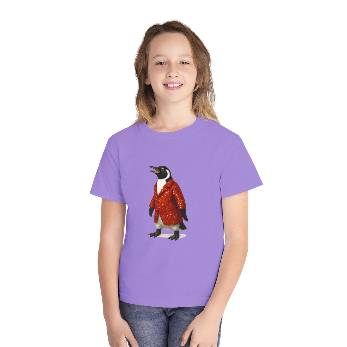 Penguin in Sequins RHYMES THYME CC Youth T-Shirt